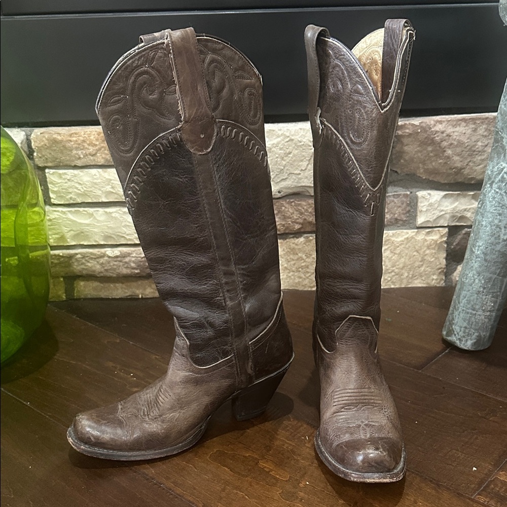 Brown Leather Sonora Cowboy Boots